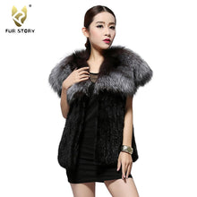 Load image into Gallery viewer, Women&#39;s Knitted Real Mink Fur Splicing Silver Fox Fur Vest Real Fur Vest Female