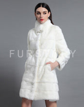 Load image into Gallery viewer, Women&#39;s Genuine Mink Fur Coat Women Hem Removable Fur Overcoat 161143