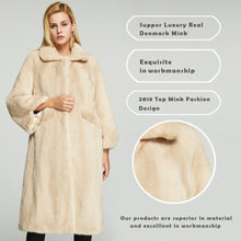 Load image into Gallery viewer, Fur Story FS18117 Women&#39;s Genuine Rabbit Fur Long Coat Turn-down Collar Women Jacket Belt Overcoat