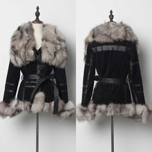Load image into Gallery viewer, Women&#39;s Genuine Leather Fur Coat Women Fox Fur Collar  13055