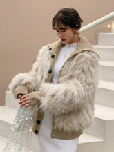 Load image into Gallery viewer, Young Fur Whole Skin Raccoon Dog Fur Car Stripe T-shirt with Coat on Both Sides 21111