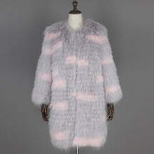 Load image into Gallery viewer, Winter Clothes Women Women&#39;s Raccoon Dog Fur Light Grey Stripe Long Lady Fur Coat FS21126