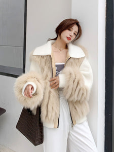 Fox Hair Whole Leather Car Stripe Woven Fur Coat for Women Autumn and Winter 2021 New Raccoon Dog Hair Bat Sleeve Coat FS21112