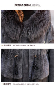Winter 2021 Mink Fur Whole Mink with Sheep Fur Women's Coat Golden Island Fox Hooded Fur FS21139