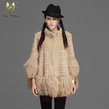 Load image into Gallery viewer, Women&#39;s Genuine Rabbit Fur Coat with Mongolia Lamb Fur Big Skirt Hem 151180