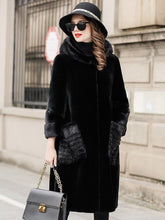 Load image into Gallery viewer, Winter Coat Women 2021 Mink Fur Pocket Hooded Coat Sheep Fur Integrated Women&#39;s Mid Long Coat Winter FS21140