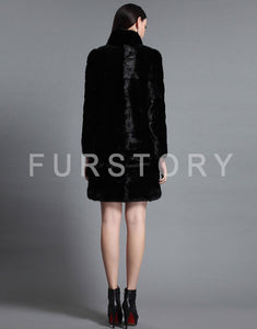 Women's Genuine Mink Fur Coat Women Hem Removable Fur Overcoat 161143