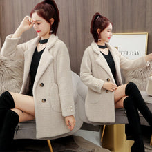 Load image into Gallery viewer, FS21129 Coats and Jackets Women Fake Mink Cashmere Coat Women&#39;s 2021 Winter New Korean Slim Mid Long Golden Mink Cashmere Coat FS21129