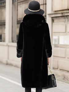 Winter Coat Women 2021 Mink Fur Pocket Hooded Coat Sheep Fur Integrated Women's Mid Long Coat Winter FS21140