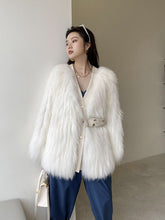 Load image into Gallery viewer, Raccoon Dog Fur Car Fur Coat Girdle Thin Fox Fur Coat Medium Length FS21113