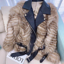 Load image into Gallery viewer, Winter Coat Women Fox Fur Grass Jacket Short Locomotive Windmill Bar Knitting FS21124