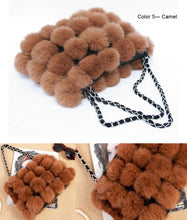 Load image into Gallery viewer, Real Rabbit Fur Ball Bag Handbag Lovely Side Bag Women Purse Totes SMALL Size 20*28 Good Choice for Chirstmas Gift FS040102