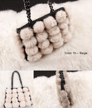 Load image into Gallery viewer, Real Rabbit Fur Ball Bag Handbag Lovely Side Bag Women Purse Totes SMALL Size 20*28 Good Choice for Chirstmas Gift FS040102