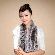 Load image into Gallery viewer, Real REX Rabbit Fur Scarf Flower Decoration Wrap Cape Shawl Neck Warmer Various Colors Soft Fur FS14507