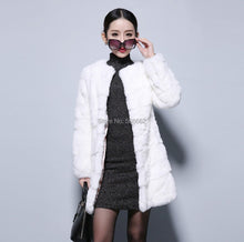 Load image into Gallery viewer, natural Rabbit Fur Coat Full Sleeve Overcoat Women Outerwear Winter 110cm Length