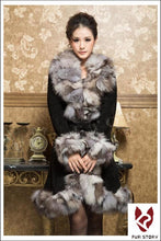 Load image into Gallery viewer, Genuine Leather Coat Pig Suede Leather Silver Fox Fur Collar  Jacket Outwear  010204