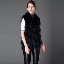 Load image into Gallery viewer, Women&#39;s Real Rabbit Fur Vest Knitted Style Natural Fur Waistcoat Female 16214