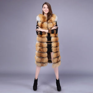 Women's Genuine Rabbit Fur Vest Women Long Style Fur Vest Female 15296