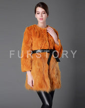Load image into Gallery viewer, Women&#39;s Real Fur Coat Rabbit Fur Coats with Raccoon Hem Jacket