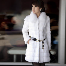 Load image into Gallery viewer, Womens Coat Real Rabbit Fur Coat with Fox Fur Collar Coat Jacket Overcoat Winter Coat