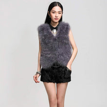 Load image into Gallery viewer, Natural Turkey Fur Vest Stylish Puff Fur Vest Real Fur Vest Female
