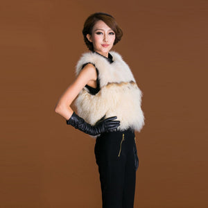 Natural Fox Fur +lamb Fur Vest Raccoon Decoration Waistcoat Jacket