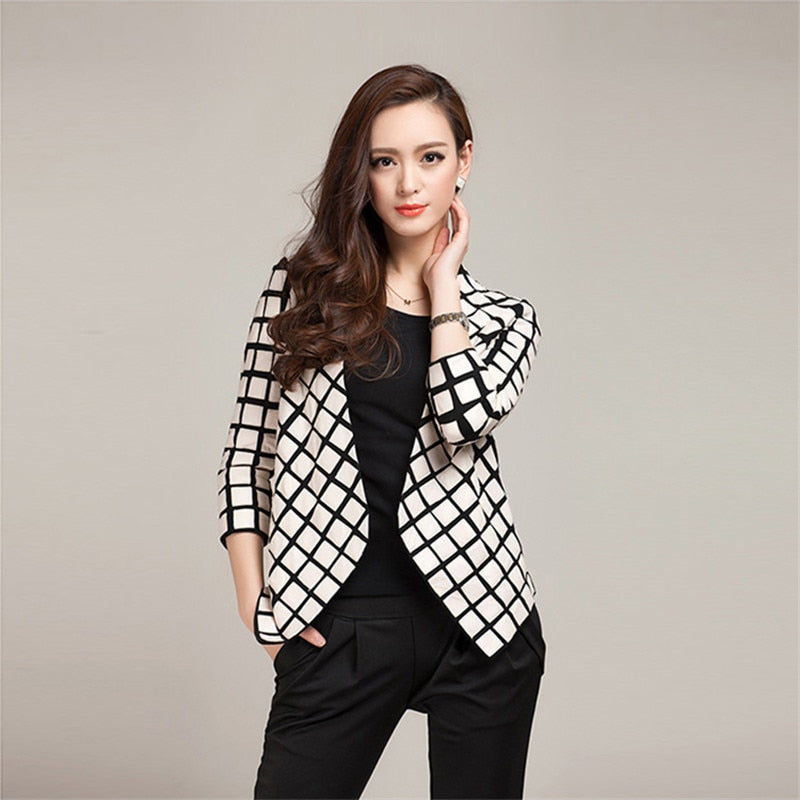 Genuine Sheep Leather Jacket Profashionable Plaid Design Blazer Lamb Leather Coat 14109