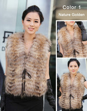 Load image into Gallery viewer, Women&#39;s Real Raccoon Fur Vest Luxury Furry Natural Waistcoat Fur Vests Female