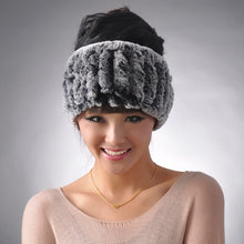 Load image into Gallery viewer, Real Rex rabbit fur hat scarf wool Beanie hat cap neck warmer double use FS13608