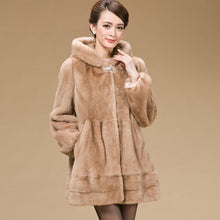 Load image into Gallery viewer, Women&#39;s Coats Real Mink Fur Coat Hoodie Slim Waist Style 16054