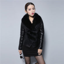 Load image into Gallery viewer, Genuine Sheep Leather Down Jacket Fox Fur Collar Thick Jacket Winter Overcoat