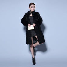 Load image into Gallery viewer, Natural Fox Fur Coat Lamb Fur Overcoat Top Quality Fur Jacket Women&#39;s Long Outwear