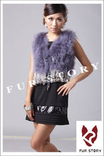 Load image into Gallery viewer, Natural Turkey Fur Vest with Rabbit Fur Fringe Jacket Coat Gilet 7 Colors