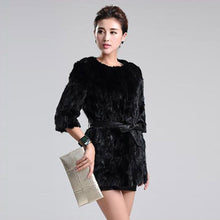 Load image into Gallery viewer, Women&#39;s Natural Mink Fur Coat with Belt Three Quarter Three Quarter