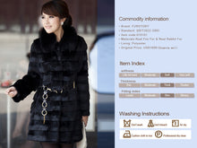 Load image into Gallery viewer, Womens Coat Real Rabbit Fur Coat with Fox Fur Collar Coat Jacket Overcoat Winter Coat