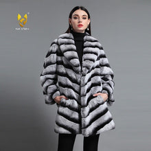 Load image into Gallery viewer, Real Rabbit Fur Women&#39;s Coats Chinchilla Color Full Sleeve Warm Winter Coat Fur Story FS161139