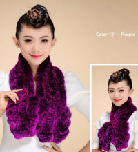 Load image into Gallery viewer, Knitted Real REX Rabbit Fur Scarf Tight Knitted  Wrap Cape Shawl Neck Warmer Women Children Scarf FS14519
