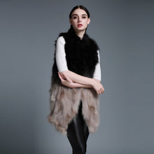 Load image into Gallery viewer, Women&#39;s Long Real Raccoon Fur Vest Cocoon Style Gilet Gradient Color Female Waistcoat 15292