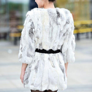 Woman Winter Coat Real Rabbit Fur Coat  Long Style Real Fur Coat  010106