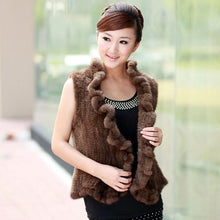 Load image into Gallery viewer, Natural Mink Fur Vest Female Flounce Decoration Placket Design Sleeveless Women&#39;s Mink Vest