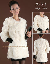 Load image into Gallery viewer, Real Rabbit Head Fur Coat Overcoat Jacket Womens&#39; Top Garment Gilet Winter Dress Long Version Fur Story FS13017