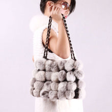 Load image into Gallery viewer, LARGE size  lovely Real Rabbit Fur ball bag handbag side bag Shoulder bag totes size 24*30 FS040106