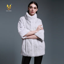 Load image into Gallery viewer, Women&#39;s Genuine Mink Fur Coat Women With Stand-up Collar Overcoat Female Fur Story FS16042