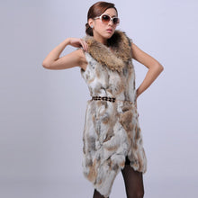 Load image into Gallery viewer, Real Rabbit Fur Vest Raccoon Fur Collar Waistcoat Coat Jacket