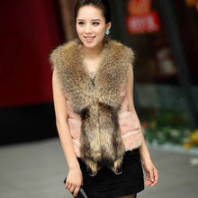 Load image into Gallery viewer, Natural Rabbit Fur Knitter Sweater Long Vest Waistcoat Jacket