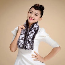 Load image into Gallery viewer, Real REX Rabbit Fur Scarf Wrap Cape Shawl Neck Warmer Women Scarf Flower Decoration FS14509