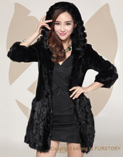 Load image into Gallery viewer, Winter Natural Knitted Mink Fur Hood Coat Female Overcoat