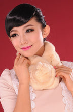 Load image into Gallery viewer, Real REX Rabbit Fur Scarf Ball Wrap Cape Shawl Neck Warmer Scarf Women 13503