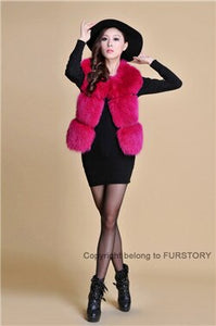 Natural Fox Fur Vest Waistcoat Jacket Coat Womens' Dress
