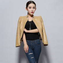 Load image into Gallery viewer, Genuine Sheep Leather Jacket Women&#39;s Leather Motorcycle Jacket